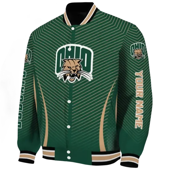 customized ohio bobcats chevron arrow green varsity jacket best selling.webp