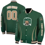 customized ohio bobcats chevron arrow green varsity jacket best selling.webp