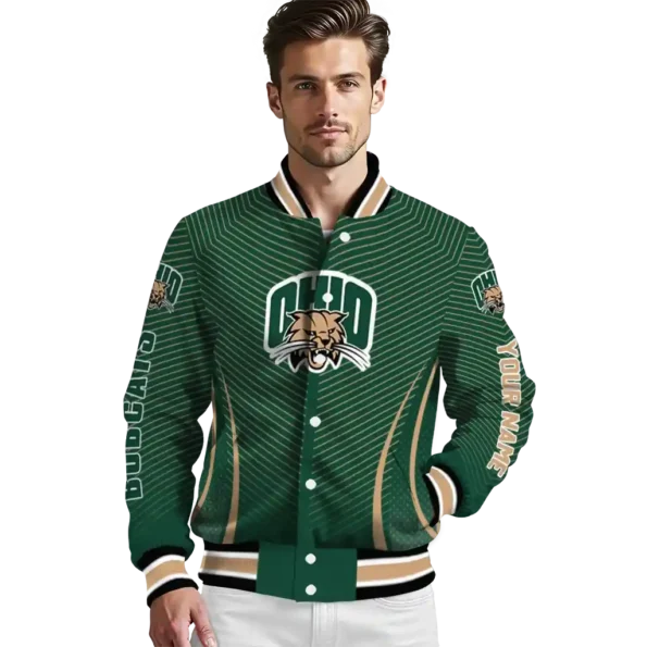 customized ohio bobcats chevron arrow green varsity jacket high quality.webp