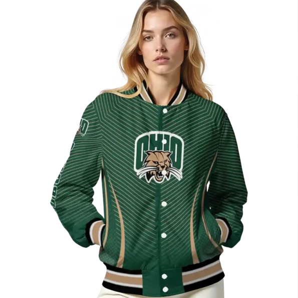customized ohio bobcats chevron arrow green varsity jacket latest model.webp