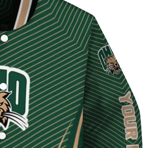 customized ohio bobcats chevron arrow green varsity jacket premium grade.webp