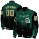 customized ohio bobcats flame border green black varsity jacket best selling.webp