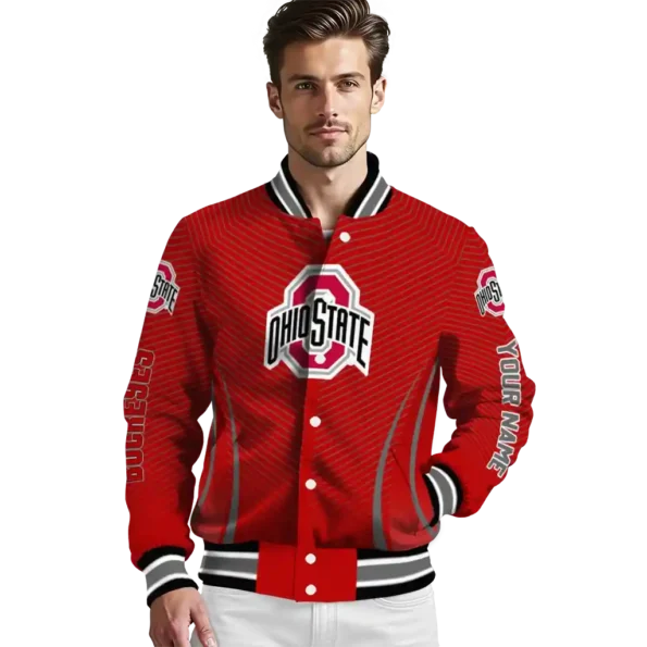 customized ohio state buckeyes chevron arrow scarlet varsity jacket high quality.webp