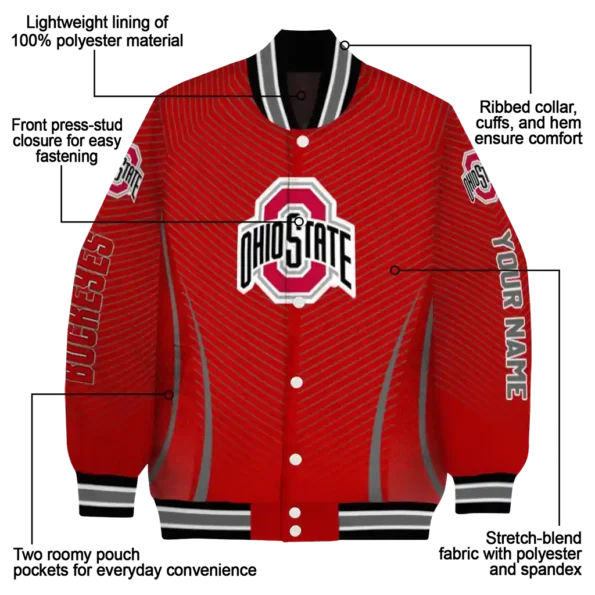 customized ohio state buckeyes chevron arrow scarlet varsity jacket new arrival.webp