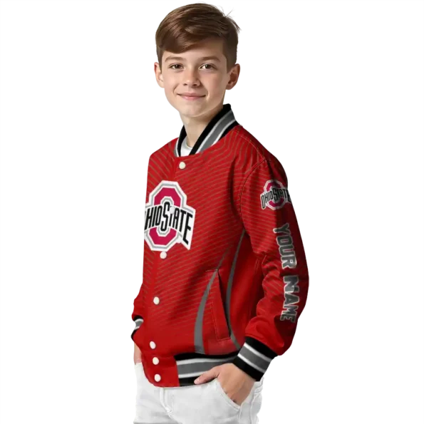 customized ohio state buckeyes chevron arrow scarlet varsity jacket trendy.webp