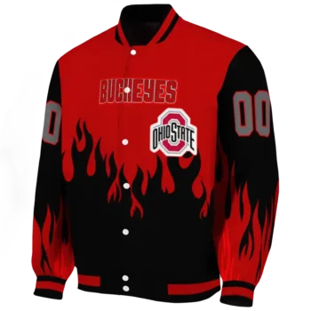 customized ohio state buckeyes flame border scarlet black varsity jacket best selling.webp