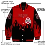 customized ohio state buckeyes flame border scarlet black varsity jacket best selling.webp