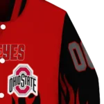 customized ohio state buckeyes flame border scarlet black varsity jacket best selling.webp