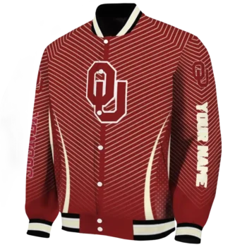 customized oklahoma sooners chevron arrow crimson varsity jacket best selling.webp