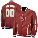 customized oklahoma sooners chevron arrow crimson varsity jacket best selling.webp