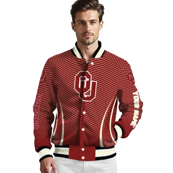 customized oklahoma sooners chevron arrow crimson varsity jacket high quality.webp