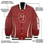 customized oklahoma sooners chevron arrow crimson varsity jacket best selling.webp