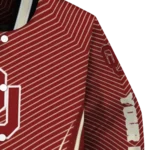 customized oklahoma sooners chevron arrow crimson varsity jacket best selling.webp