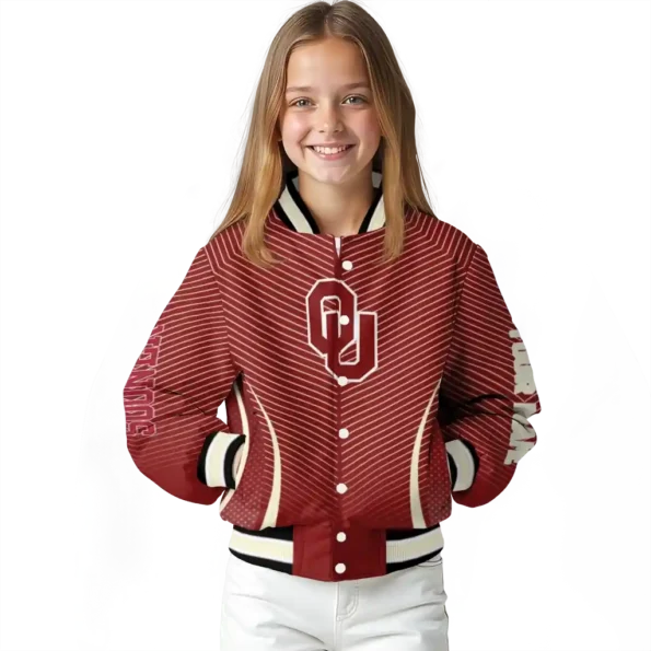 customized oklahoma sooners chevron arrow crimson varsity jacket top rated.webp