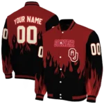 customized oklahoma sooners flame border crimson black varsity jacket best selling.webp