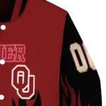 customized oklahoma sooners flame border crimson black varsity jacket best selling.webp
