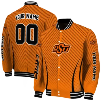 customized oklahoma state cowboys chevron arrow orange varsity jacket fashion forward.webp