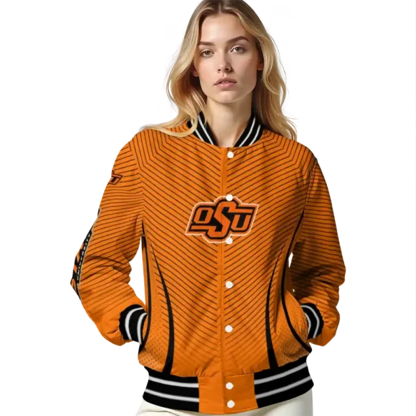 customized oklahoma state cowboys chevron arrow orange varsity jacket latest model.webp