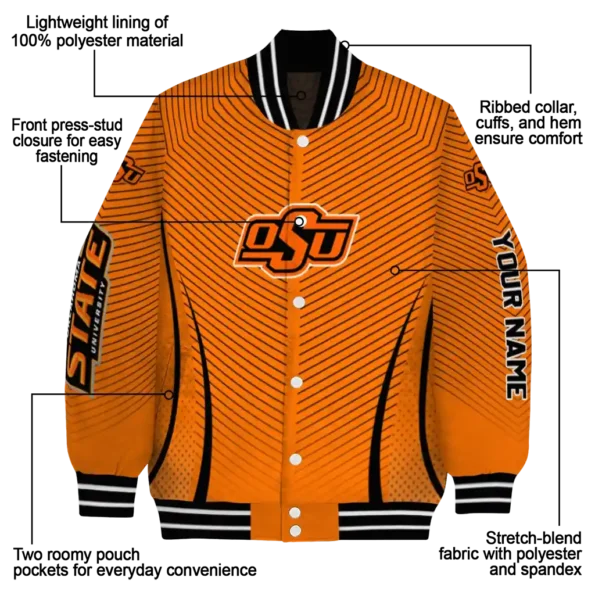 customized oklahoma state cowboys chevron arrow orange varsity jacket new arrival.webp