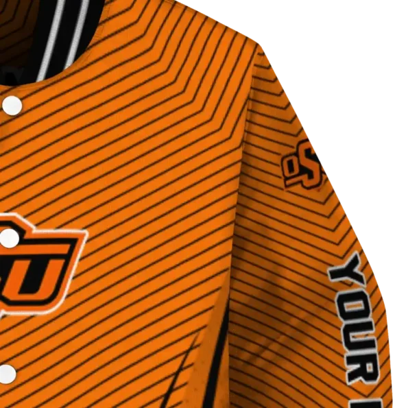 customized oklahoma state cowboys chevron arrow orange varsity jacket premium grade.webp