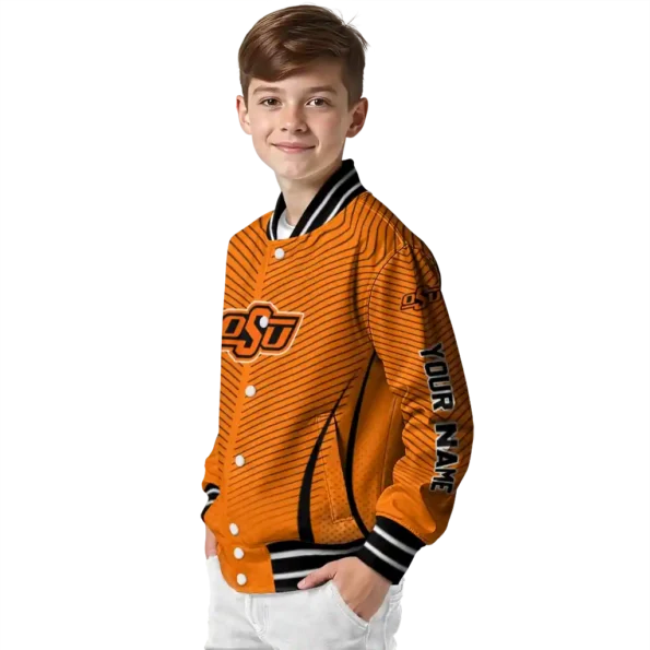 customized oklahoma state cowboys chevron arrow orange varsity jacket trendy.webp