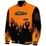 customized oklahoma state cowboys flame border orange black varsity jacket best selling.webp