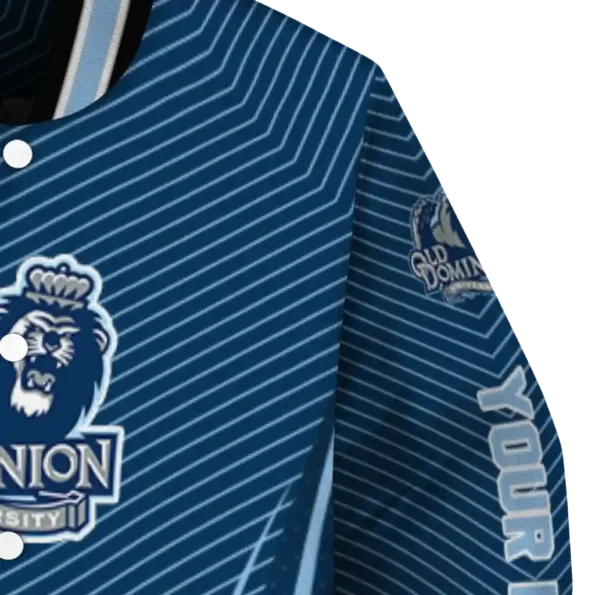 customized old dominion monarchs chevron arrow blue varsity jacket premium grade.webp