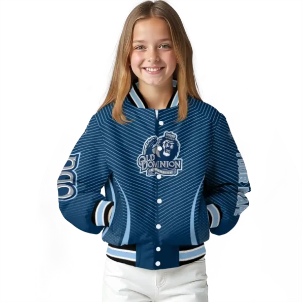 customized old dominion monarchs chevron arrow blue varsity jacket top rated.webp