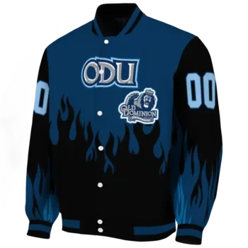 customized old dominion monarchs flame border blue black varsity jacket best selling.webp