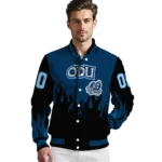 customized old dominion monarchs flame border blue black varsity jacket best selling.webp