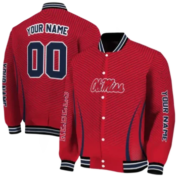 customized ole miss rebels chevron arrow red varsity jacket fashion forward.webp