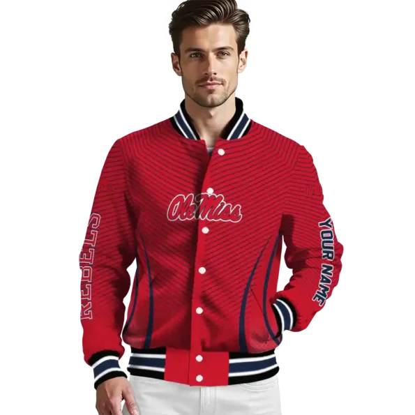 customized ole miss rebels chevron arrow red varsity jacket high quality.webp