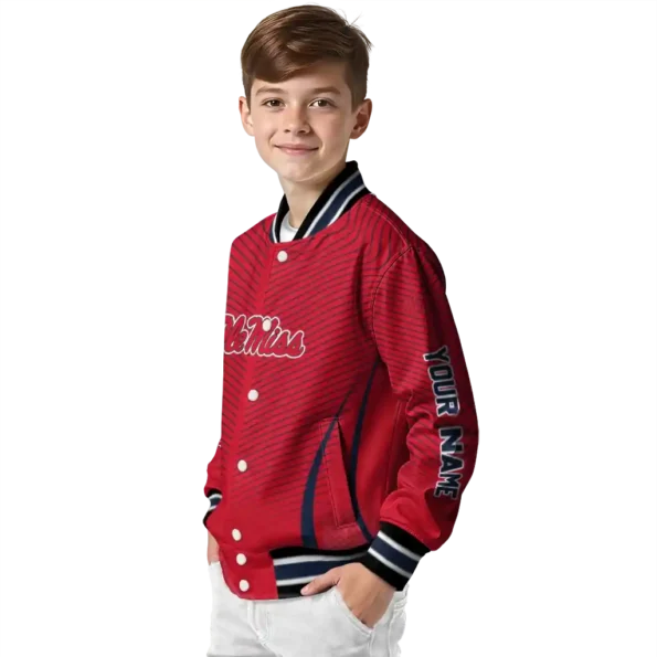 customized ole miss rebels chevron arrow red varsity jacket trendy.webp