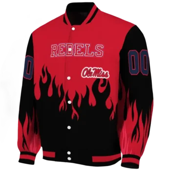customized ole miss rebels flame border red black varsity jacket best selling.webp