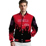 customized ole miss rebels flame border red black varsity jacket best selling.webp