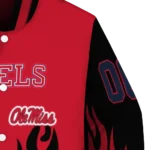 customized ole miss rebels flame border red black varsity jacket best selling.webp