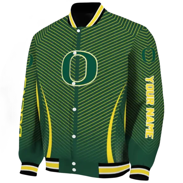 customized oregon ducks chevron arrow green varsity jacket best selling.webp
