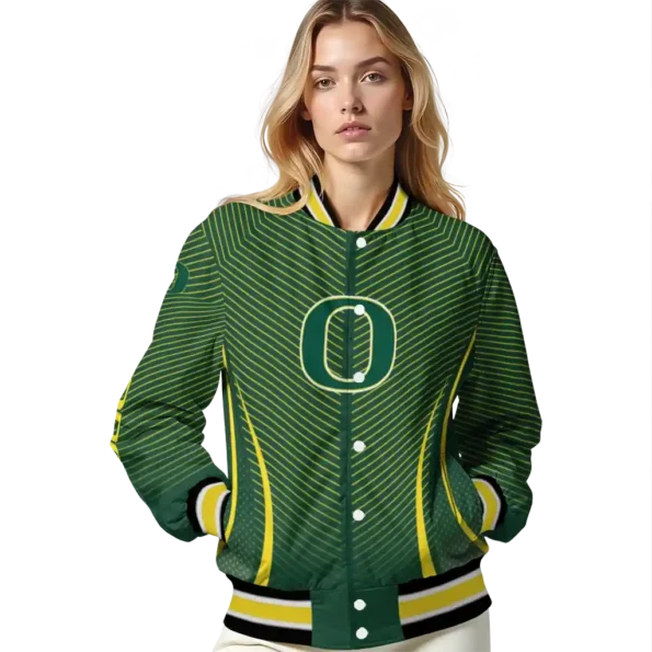 customized oregon ducks chevron arrow green varsity jacket latest model.webp