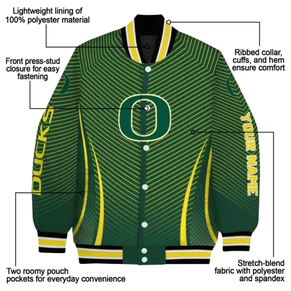 customized oregon ducks chevron arrow green varsity jacket new arrival.webp