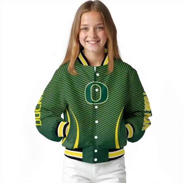 customized oregon ducks chevron arrow green varsity jacket top rated.webp