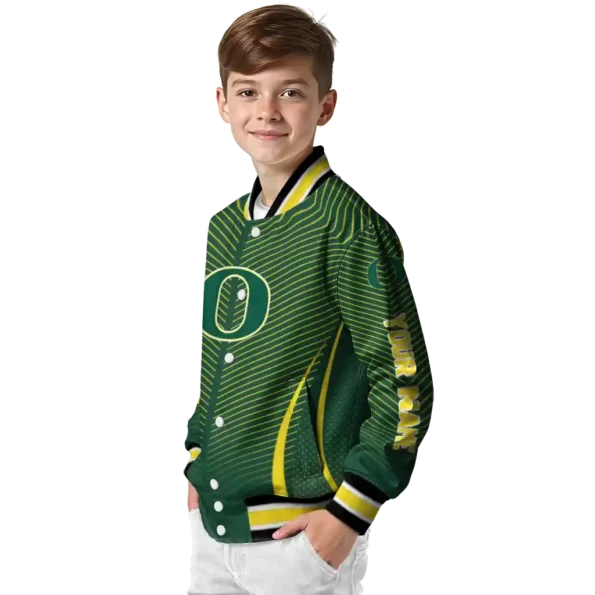 customized oregon ducks chevron arrow green varsity jacket trendy.webp