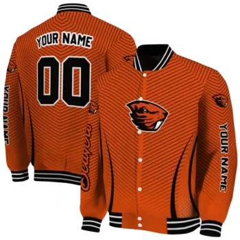 customized oregon state beavers chevron arrow orange varsity jacket fashion forward.webp
