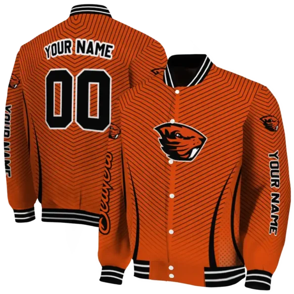 customized oregon state beavers chevron arrow orange varsity jacket fashion forward.webp