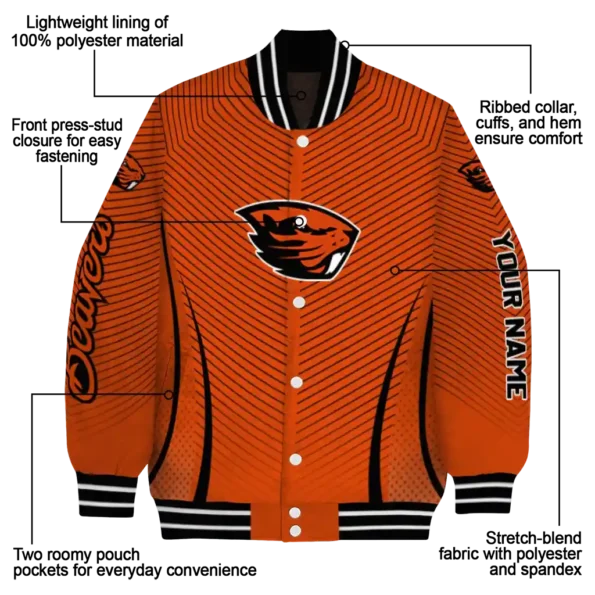 customized oregon state beavers chevron arrow orange varsity jacket new arrival.webp