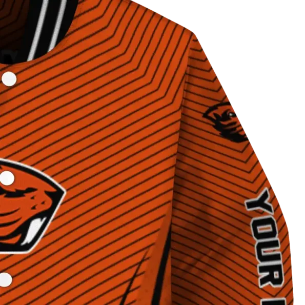 customized oregon state beavers chevron arrow orange varsity jacket premium grade.webp