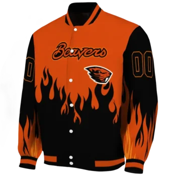 customized oregon state beavers flame border orange black varsity jacket best selling.webp