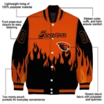 customized oregon state beavers flame border orange black varsity jacket best selling.webp