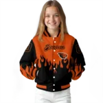 customized oregon state beavers flame border orange black varsity jacket best selling.webp