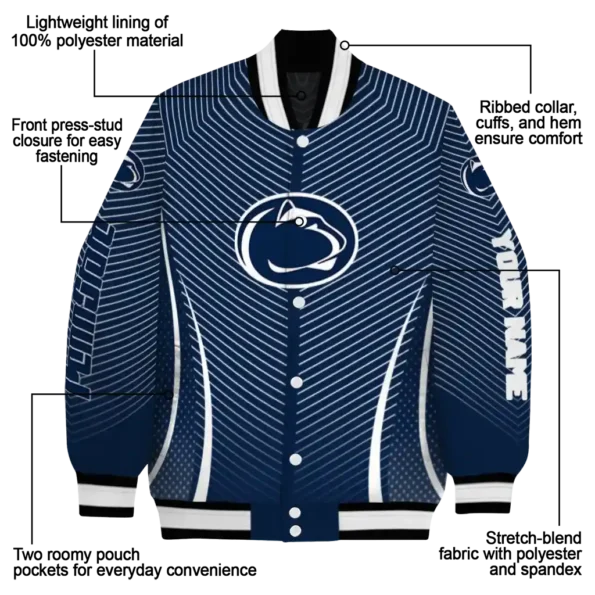 customized penn state nittany lions chevron arrow blue varsity jacket new arrival.webp