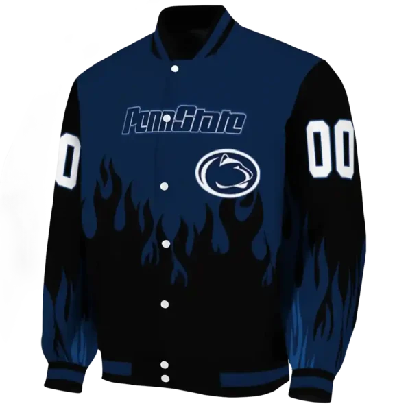 customized penn state nittany lions flame border blue black varsity jacket best selling.webp